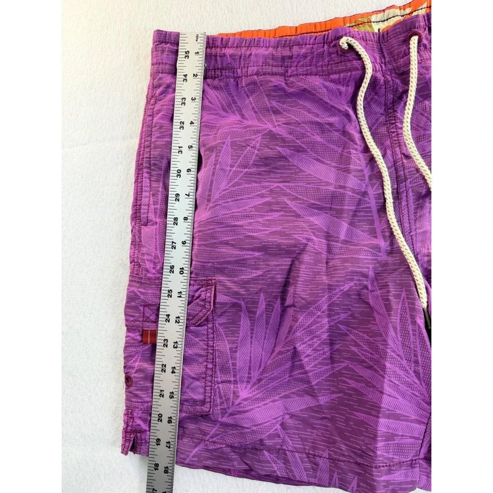 Tommy Bahama Relax Mens Purple Palm Leaf Tropical Swim Trunks Board Shorts L